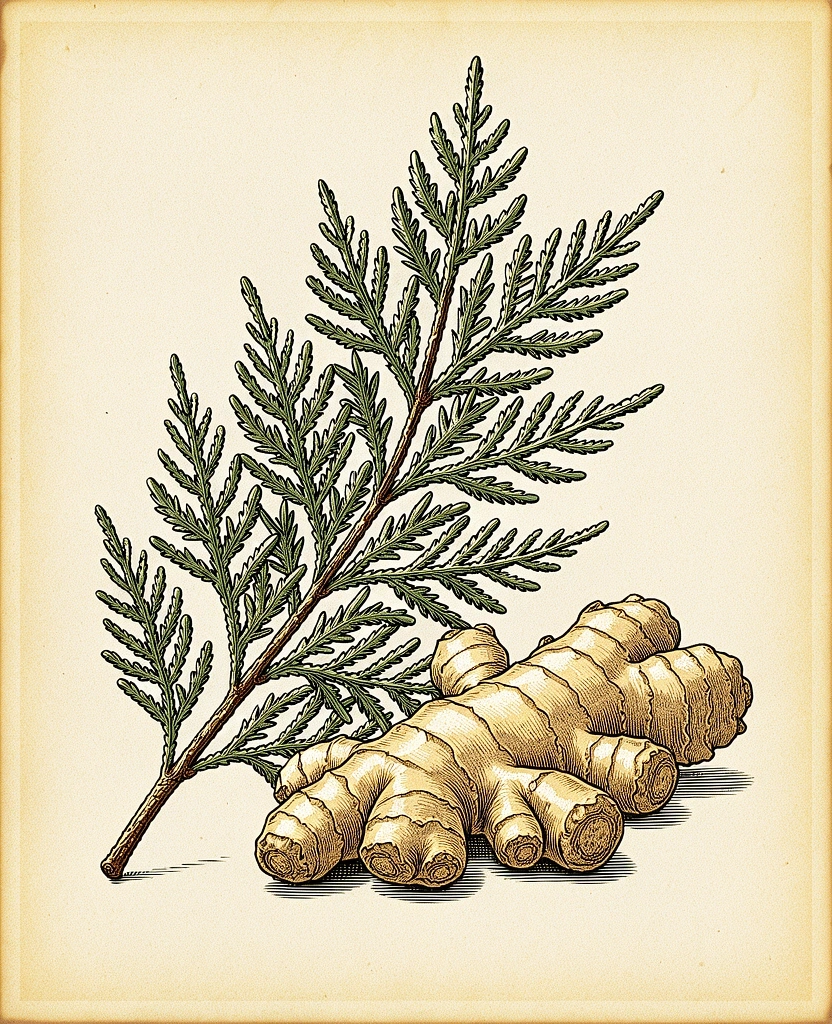Botanical lithography of medicinal herbs